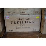 A case of twelve 75cl bottles of Chateau Serilhan, 2003, Cru Bourgeois St Estephe, in owc. (12)