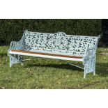 Garden seats: A rare Coalbrookdale Passionflower pattern cast iron seat, last quarter 19th