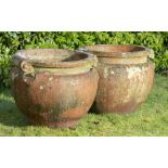 Garden urns/planters: A pair of large and impressive Compton pottery scroll pots, early 20th