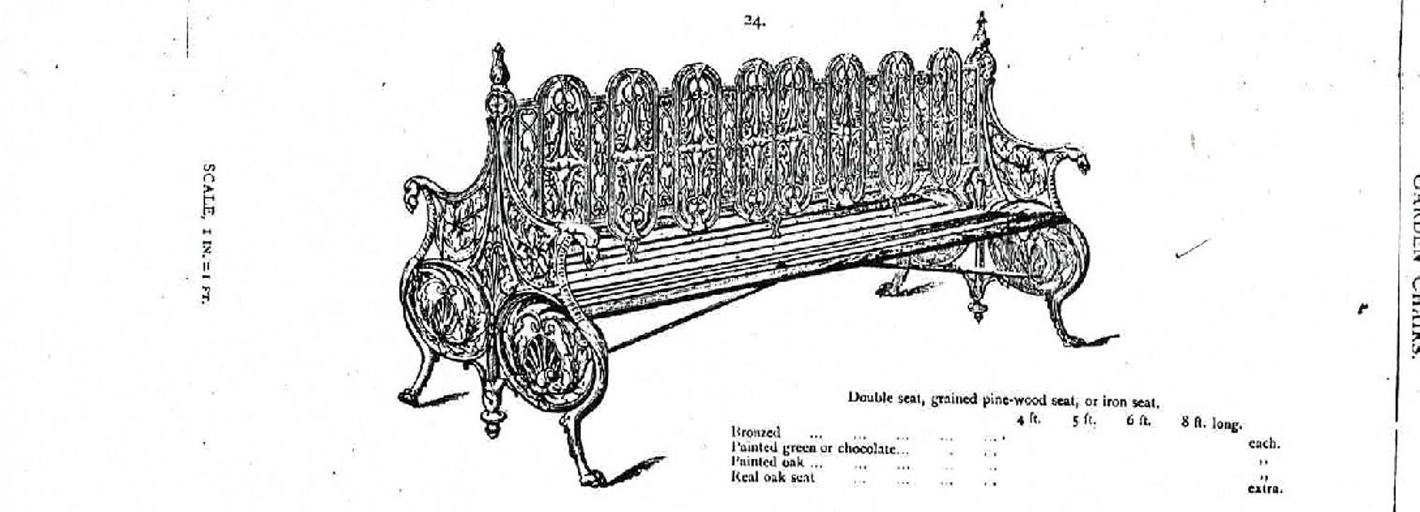 Garden seats: A Coalbrookdale cast iron seat, 2nd half 19th century, marks possibly obscured by - Image 2 of 2