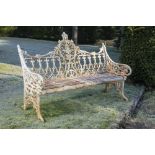 Garden seats: A Coalbrookdale Gothic pattern cast iron seat, late 19th century , with iron slats ,