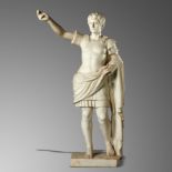 Interior Design/Sculpture: A carved white marble figure of the Roman Emperor Augustus, 1st half 20th