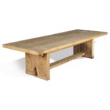 Garden tables: An oak table, modern, 274cm by 100cm