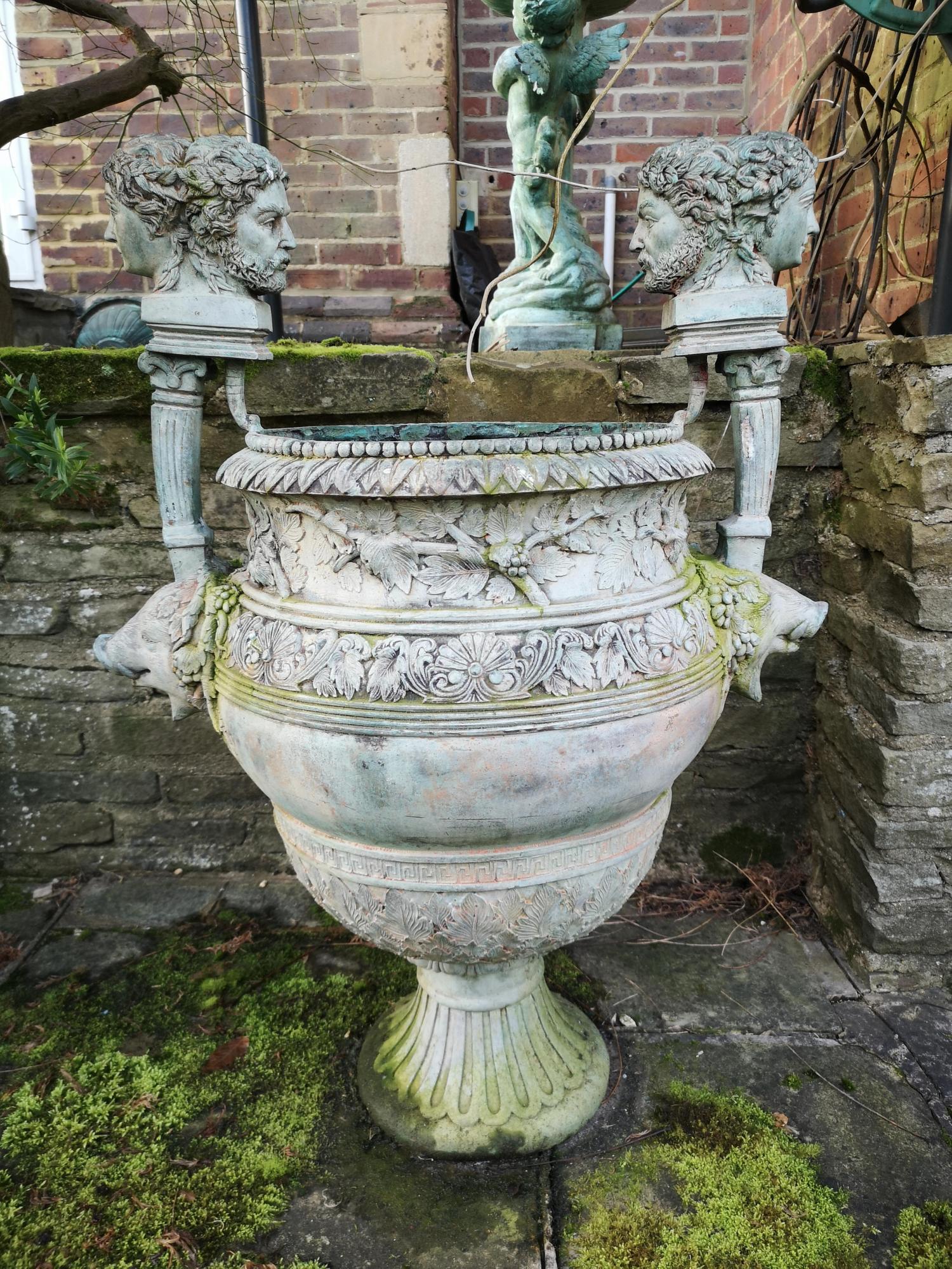 Garden urns/pots/planters: A similar pair of bronze urns Provenance: From a private garden - Image 2 of 2