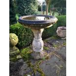 Bird baths: A composition stone bird bath, 2nd half 20th century, 94cm high by 72cm diameter