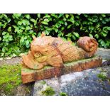 Fountains: A pair of unusual terracotta stylised dolphin fountains by Alan Frost, late 20th century,
