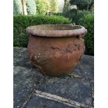 Garden urns/pots/planters: A hand thrown terracotta planter, 2nd half 20th century, 54cm high