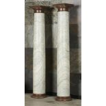 Architectural columns: A pair of Cipollino marble columns, 19th century, with bronze caps and bases,