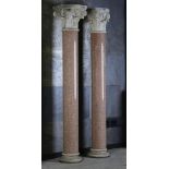 Architectural columns: A pair of large pink granite columns, 2nd half 19th century, white marble