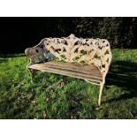 Garden seats: A Coalbrookdale Fern and Blackberry pattern cast iron seat, last quarter 19th century,