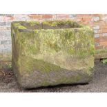 Trough/planter: † A carved sandstone trough, 74cm high by 101cm wide by 88cm deep