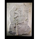 Architectural plaques: ▲ A carved limestone plaque of a printer at his press by James Woodford O.B.