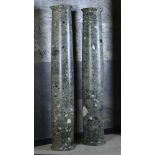 Architectural columns: A pair of Italian Verde Antico marble columns, 19th century, 202cm high by