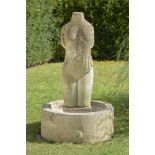 Bird baths: ▲ A carved limestone bird bath by Keith Newstead, 1960s, with a semi draped female torso
