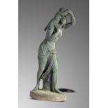 Garden statues/Sculpture: After Clodion: A cast iron figure of a Bacchante and young satyr by J J