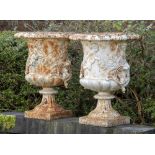 Garden urns/pots/planters: A pair of rare Val d’Osne cast iron urns, French, 2nd half 19th century,