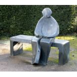 Sculpture/Garden Design: † Giles Penny, Man on Bench, Bronze, signed Giles Penny ‘14 2/2, 150cm high