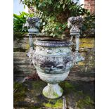 Garden urns/pots/planters: A similar pair of bronze urns Provenance: From a private garden