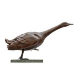 Interior Sculpture/Ornaments: Running goose, Bronze, 44.5cm high by 73cm wide by 22cm deep