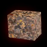 Meteorites: A Pallasite meteorite cuboid, Sericho Fall, 6cm by 4cm by 5cm, 539g