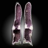 Interior design/minerals: A large pair of amethyst chimneys, Brazil, 141cm high