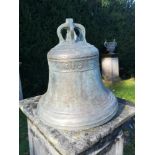 Bells: A Georgian bronze bell, dated 1775 with clanger, 40cm high