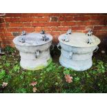 Garden Sculpture: A pair of Sian style bronze drums/stools, modern, 50cm wide