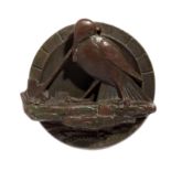 Door furniture: A similar but unsigned bronze door knocker of a bird pulling a worm, 1930s, 9.5cm