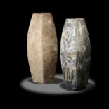 Interior design/minerals: A pair of marble inlaid jars, 45cm high