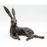 Interior Sculpture/Ornaments: Lying Hare, Bronze, 24cm high by 31cm wide by 26cm deep