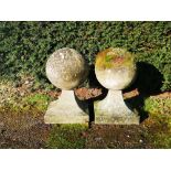 Finials: A pair of composition stone gate pier balls, 2nd half 20th century, 57cm high