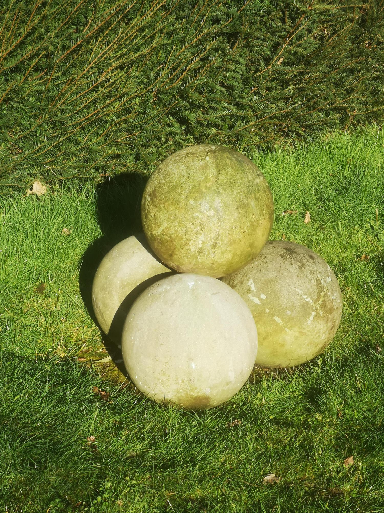 Finials: A set of four carved stone balls, 35cm diameter - Image 2 of 2