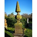 Finials: A Victorian carved stone obelisk finial, circa 1860, 137cm high