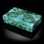 Storage boxes/minerals: A shattuckite veneered marble box, 19cm by 12cm