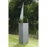 Garden statues and sculpture: † A pair of obelisks, Stainless steel, 90cm high