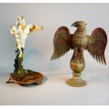Hall furniture: A cast iron stick stand, 20th century, 55cm high, together with a bronze eagle