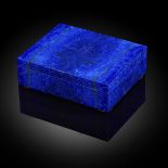 Storage boxes/minerals: An impressive lapis lazuli veneered box, 14cm by 11cm, in wooden display