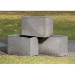 Garden pots/planters: A set of three Atelier Vierkant handmade rectangular clay planters, modern,