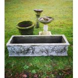 Trough/planter: A rectangular composition stone trough, 20th century, 120cm long, together with