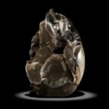 Interior design/minerals: A black septarian geode egg shaped, Madagascar, 23cm high