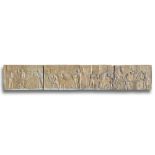 Architectural: A similar bronze frieze, comprising 4 panels, 109cm high by 670cm long by 8cm deep.