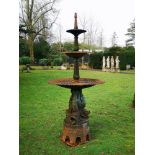 Fountain: A cast iron fountain, 20th century, 254cm high by 116cm diameter