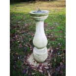 Sundial: A composition stone sundial, modern, with 7in plate, 100cm high