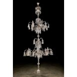 Lights: A magnificent and monumental cut glass chandelier, modern, 430cm high by 180cm diameter