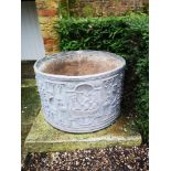 Garden pots/planters: A Georgian style circular cistern planter, bearing the date 1757, 49cm high by