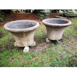 Garden urns/pots:: A pair of large composition stone planters, 2nd half 20th century, 80cm high