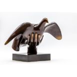 Interior Sculpture/Ornaments: Dove in hands, Bronze, 30cm high by 49cm wide by 32cm deep