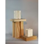 Sculpture:▲ Geoffrey Harris, British 1928-2019 Stone Cross on Wood Table, 1980 Portland stone and