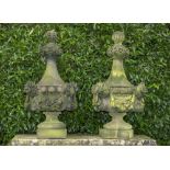 Architectural: A pair of Victorian carved sandstone finials circa 1870 134cm high