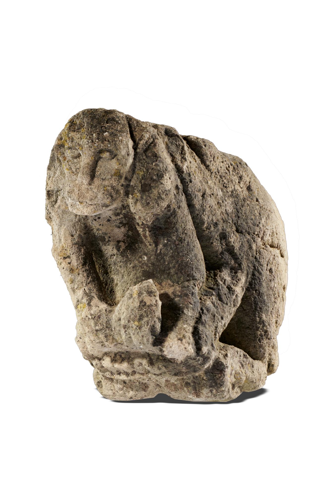 Architectural:A 17th century carved stone gargoyle/bust of a monkey 31cm high by 40cm deep